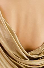 Image showing folds gold fabric closeup