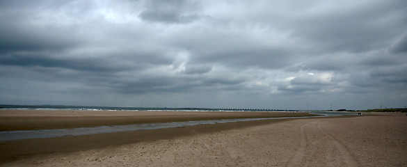 Image showing Dam, sea and wind green energy in Zeeland