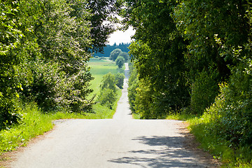 Image showing Summer scenery of a village road