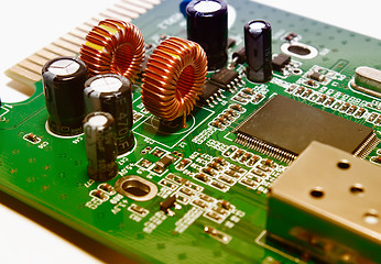 Image showing Closeup of a green electronic circuit board