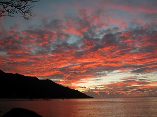 Image showing Sunset at Seychelles