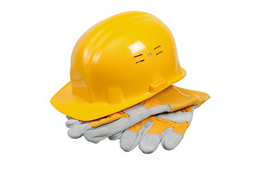 Image showing  helmet of the builder, it is isolated on white