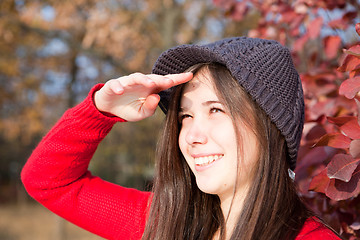 Image showing Girl looking against the sun