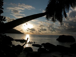 Image showing Sunset at Seychelles