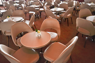 Image showing leather chairs and wooden tables