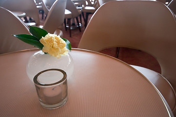 Image showing leather chairs and wooden tables