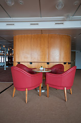 Image showing leather chairs and wooden tables