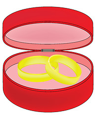 Image showing two wedding rings in a red box