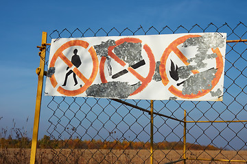 Image showing Table with prohibitive signs