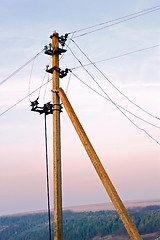 Image showing Old electric pole