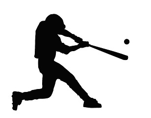 Image showing Baseball Batter Hitting Ball