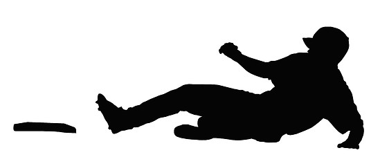 Image showing Baseball Runner Sliding for Base