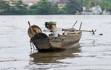 Image showing Old wooden boat on Saigon River