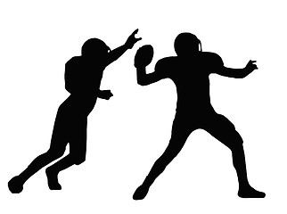 Image showing Silhouette American Football Quarterback and Defender 