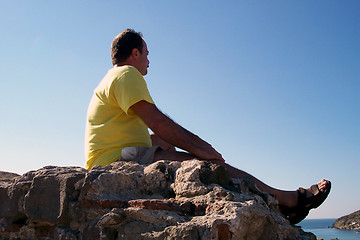 Image showing man on historical building