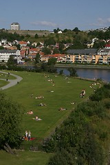 Image showing Sun baders in Trondheim