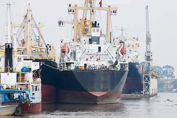 Image showing Cargo ships at port