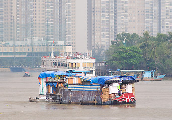 Image showing Small cargo vessel on Saigon River