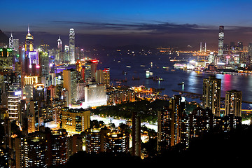 Image showing night view of Hong Kong