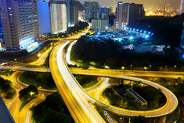 Image showing Highway at night in modern city