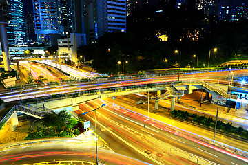 Image showing Highway at night in modern city