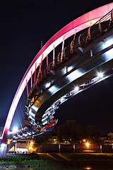 Image showing bridge at night in Taipei