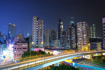 Image showing megacity traffic and highway at night