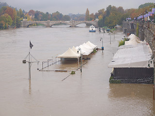 Image showing River Po flood in Turin, Piedmont, Italy