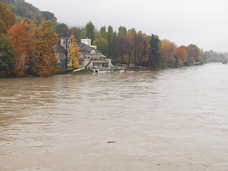 Image showing River Po flood in Turin, Piedmont, Italy