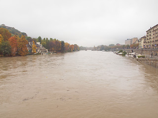 Image showing River Po flood in Turin, Piedmont, Italy