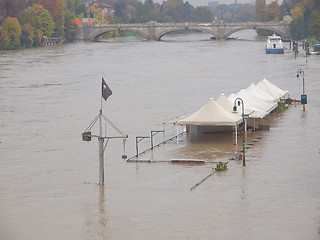 Image showing River Po flood in Turin, Piedmont, Italy