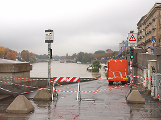 Image showing River Po flood in Turin, Piedmont, Italy