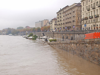 Image showing River Po flood in Turin, Piedmont, Italy