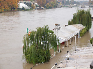 Image showing River Po flood in Turin, Piedmont, Italy