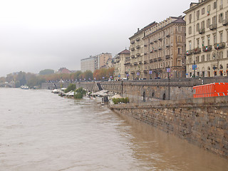 Image showing River Po flood in Turin, Piedmont, Italy
