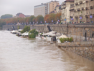 Image showing River Po flood in Turin, Piedmont, Italy