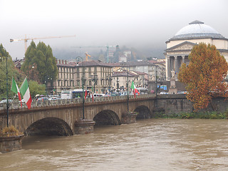 Image showing River Po flood in Turin, Piedmont, Italy