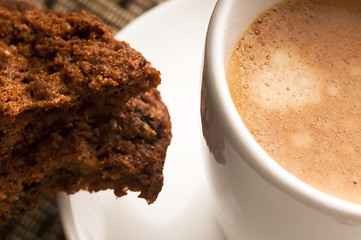 Image showing Cookies with hot coffee