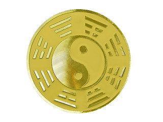 Image showing golden  yin yang with trigrams