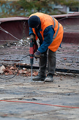 Image showing Workman with Jackhammer