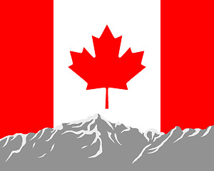 Image showing Mountains with flag of Canada