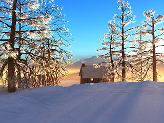 Image showing SNOWY CABIN