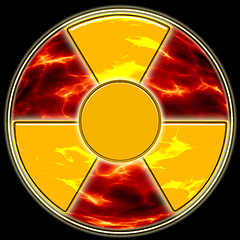 Image showing radiation hazard sign on the background of ecological disaster