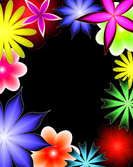 Image showing abstract flower and  ribbon on a black background