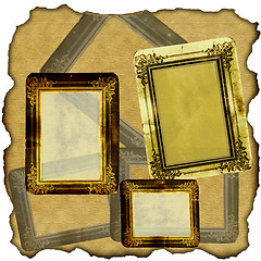 Image showing vintage scrapbook old paper with frames 