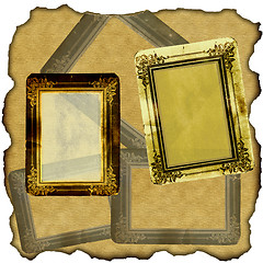 Image showing vintage scrapbook old paper with frames 