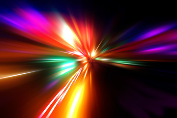 Image showing abstract acceleration speed motion on night road