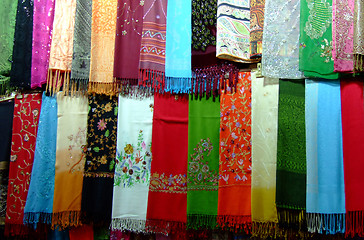 Image showing Colorful silk scarves