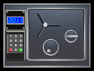 Image showing steel safe and new year digital counter