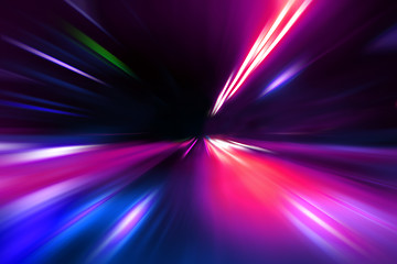 Image showing abstract acceleration speed motion on night road